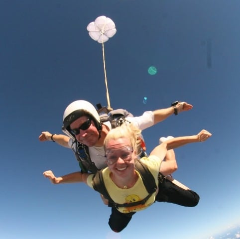 Roma on a tandem skydive over Waikiki Hawaii