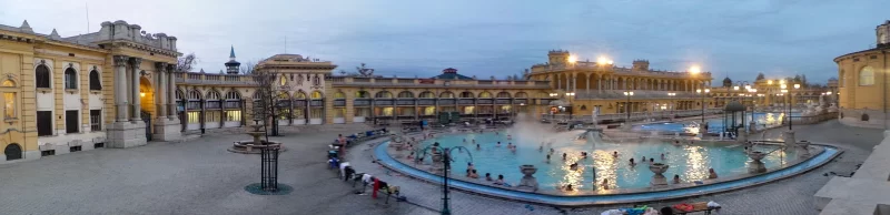 Wide view of Szechenyi thermal bath in Budapest