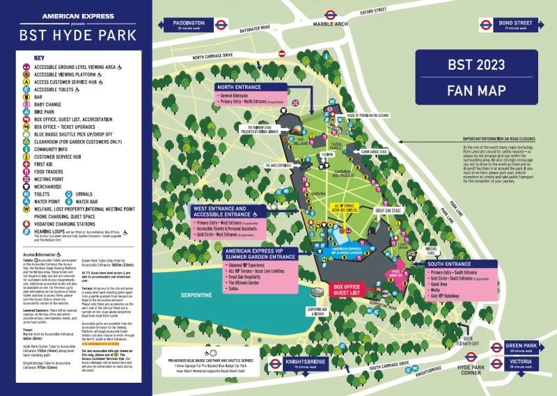 BST Hyde Park 2023 event map