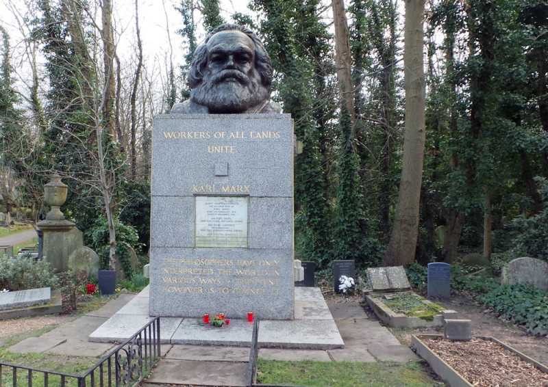 The grave of Karl Marx at Highgate Cemetery