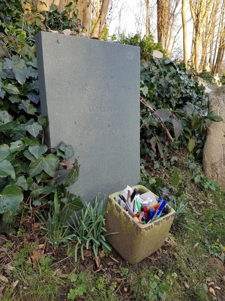 Douglas Adams grave in Highgate Cemetery London