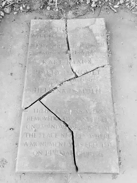 The original gravesite of Karl Marx in Highgate Cemetery inLondon