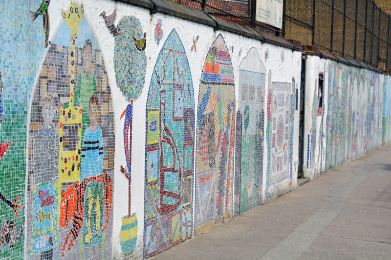 Mosaics along Colombia Road, E1. 