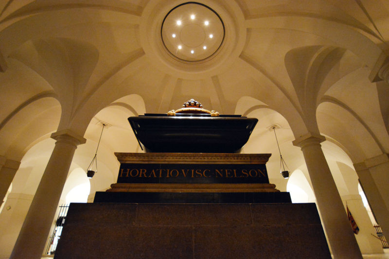 The tomb of Horatio Nelson in crypt of St Paul's Cathedral