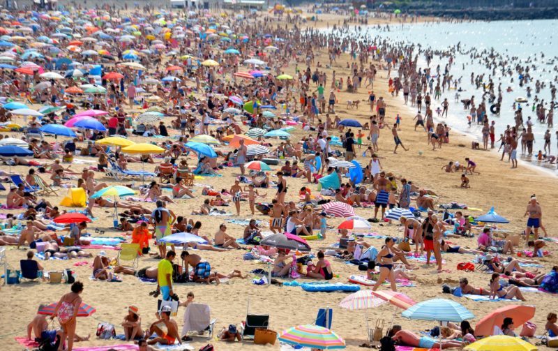 Busy beach in summer