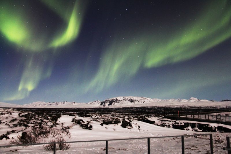 The Northern Lights over Reykjavik 