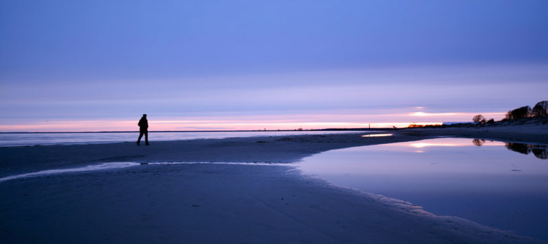 The wonderful sunset on Parnu Beach, Estonia