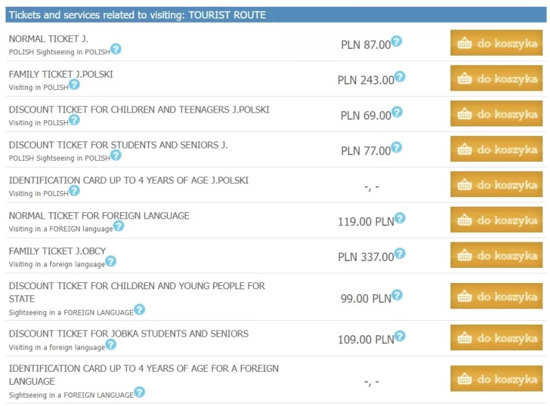 Wieliczka Salt MIne 2022 Ticket Prices. 