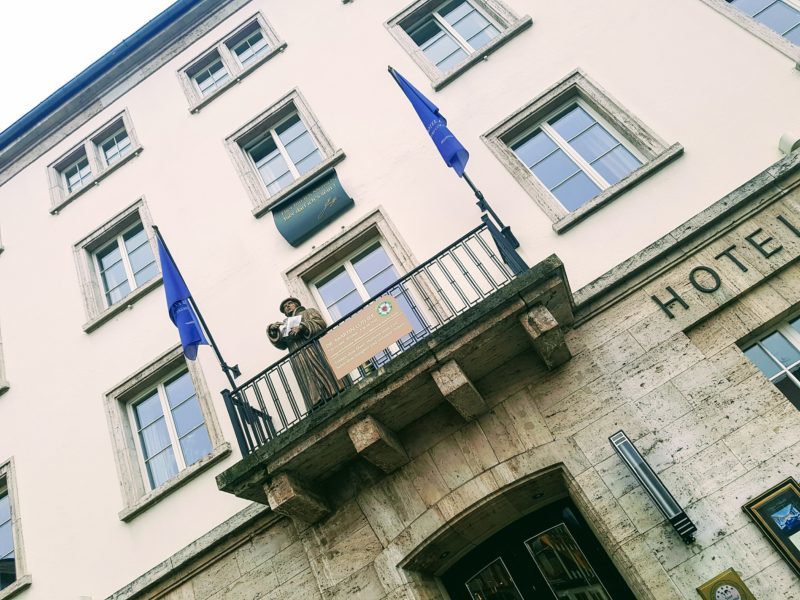 The famous balcony at The Elephant Hotel, Weimar, Germany