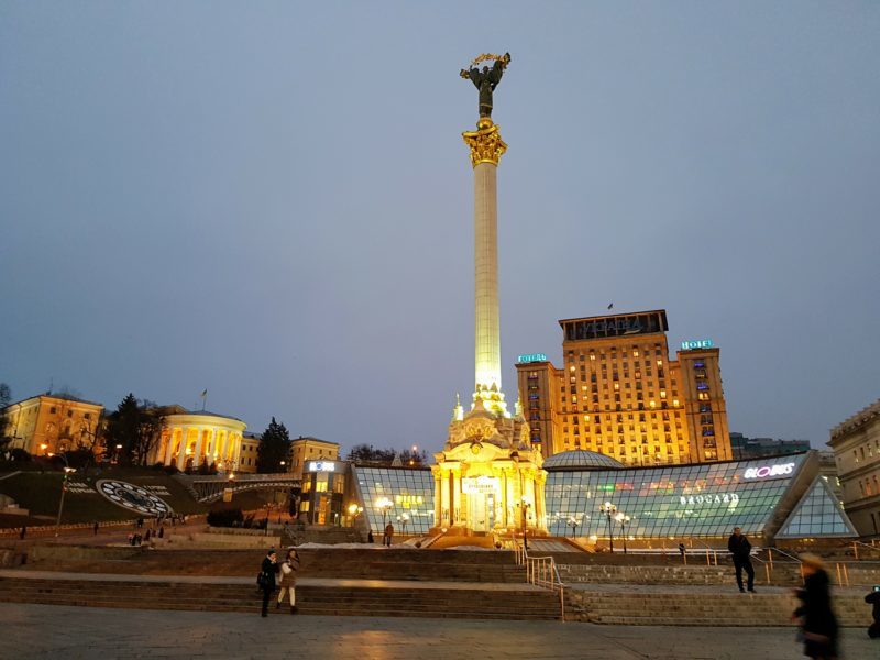 The empty Independence Square, Kyiv