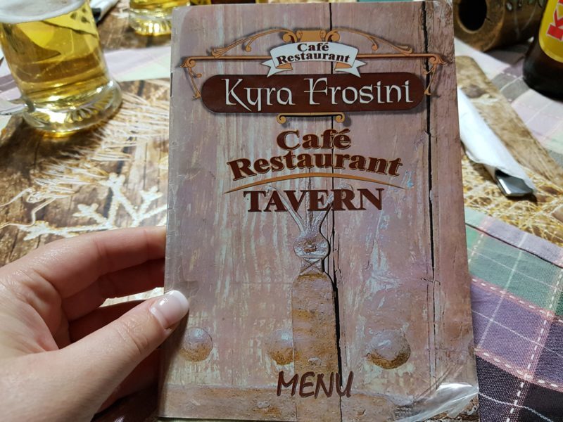Kyra Frosini Tavern menu