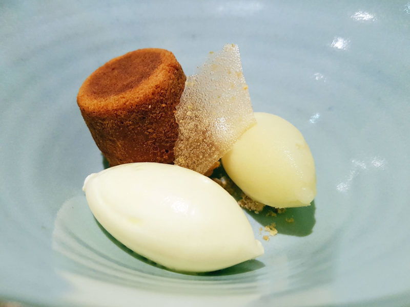 Salted Caramel Fondant Crème fraîche and cider sorbet