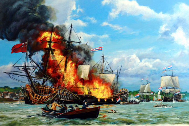 Painting of the Battle of Medway Kevin Clarks