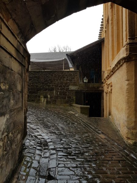 The interior cobbled streets of stirling castle