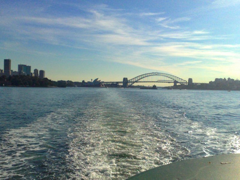 Sydney Harbour photographed from the back of a Sydney Harbour