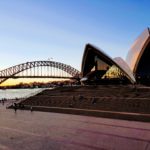 Sydney Harbour Bridge and Sydney Opera House at dusk