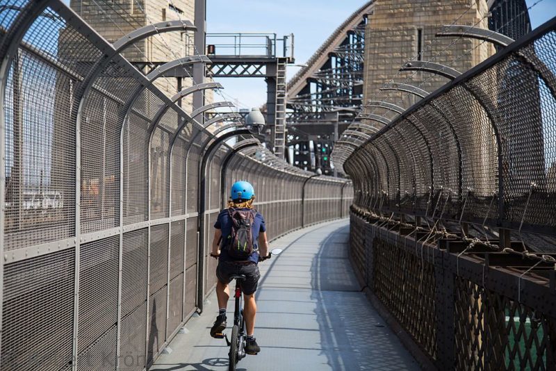 cyclist on Sydney Harbour Bridge