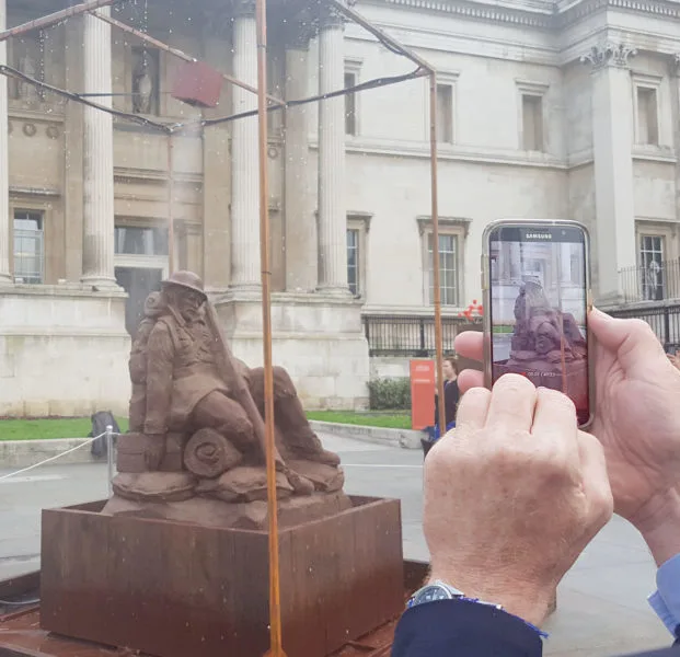 Plenty of photo opportunities with the mud soldier sculpture to commentate the centenary of the battle of Passchendaele.