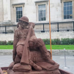 A mud soldier sculpture has been unveiled in London today to commentate the centenary of the battle of Passchendaele.