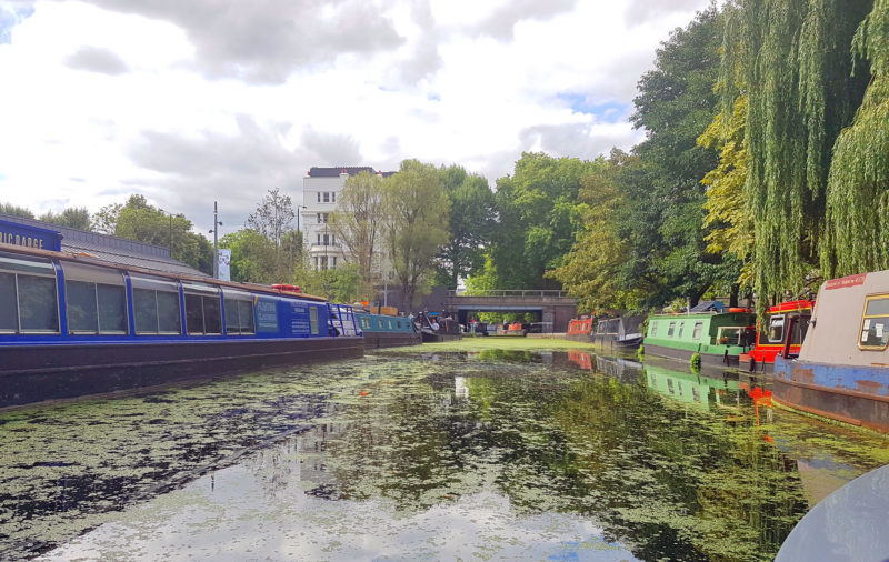 The view of the canal from a Go Boat in London