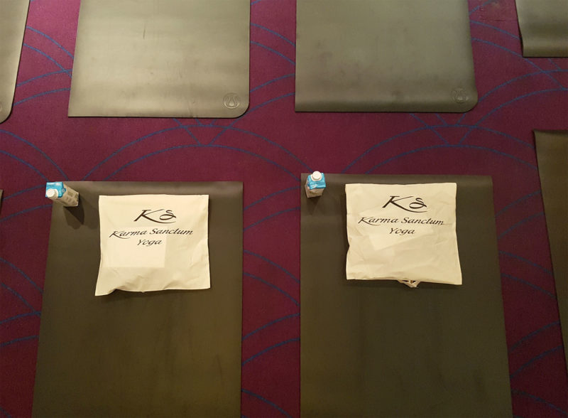 Black Lululemon yoga mats laid out for Karma Sanctum Soho Yoga Brunch