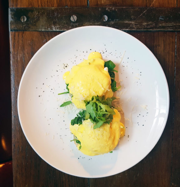 The Eggs Florentine at the Piano Works in Farringdon Brunch Menu