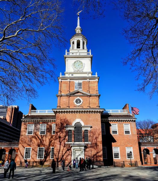 Independence Hall against blue sky