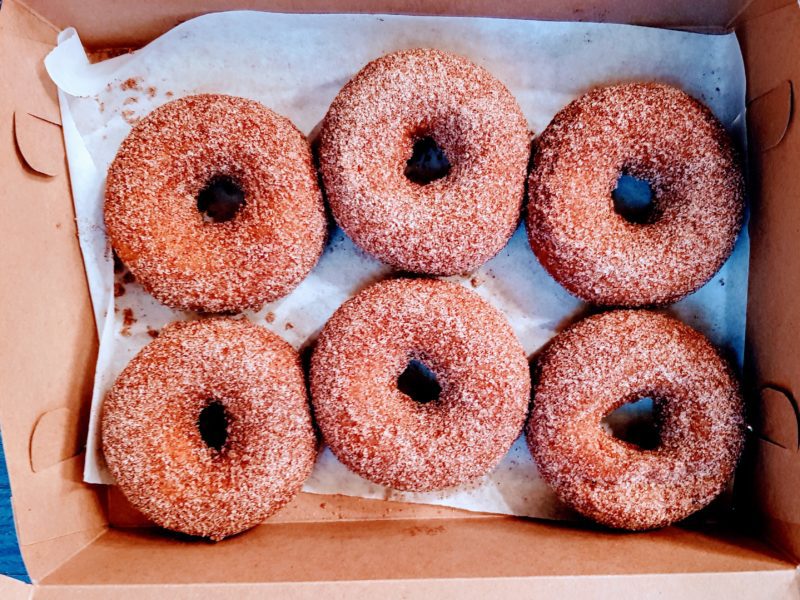Box of cinnamon donuts