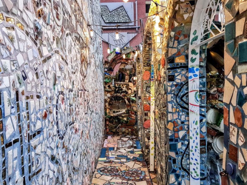 Photo of narrow walkway in Philadelphia's Magic Gardens