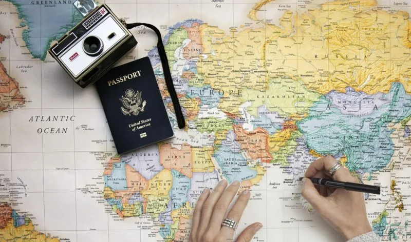 Map with Camera and Passport