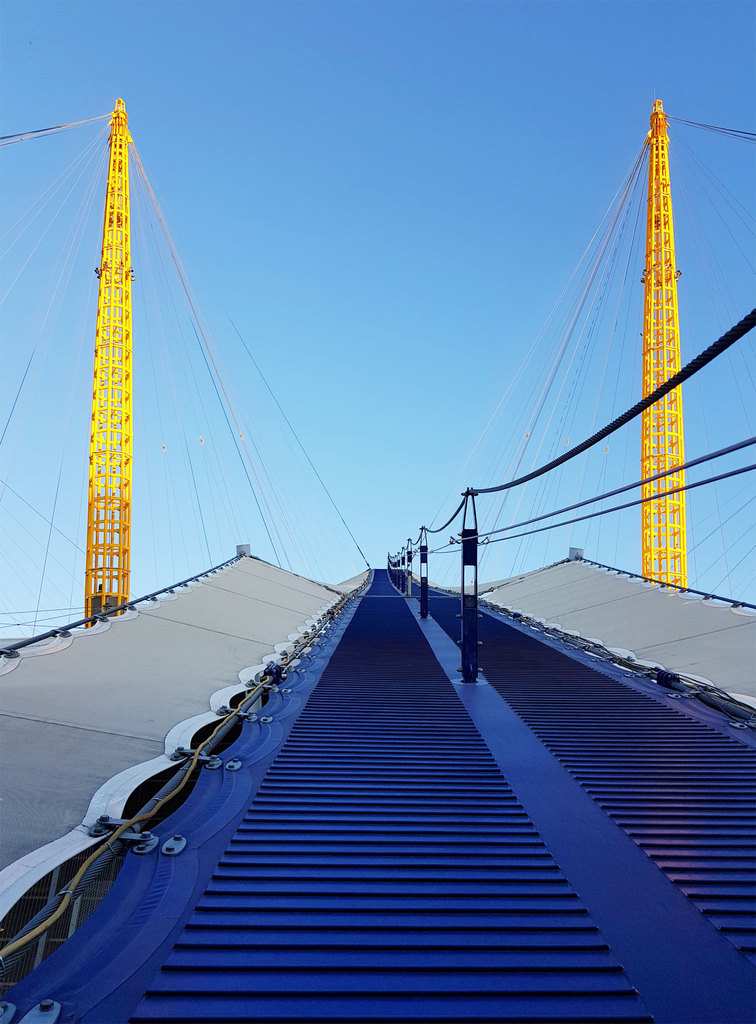 The ascending climbing path to the top of the O2. Just one of many things to do in London for couples