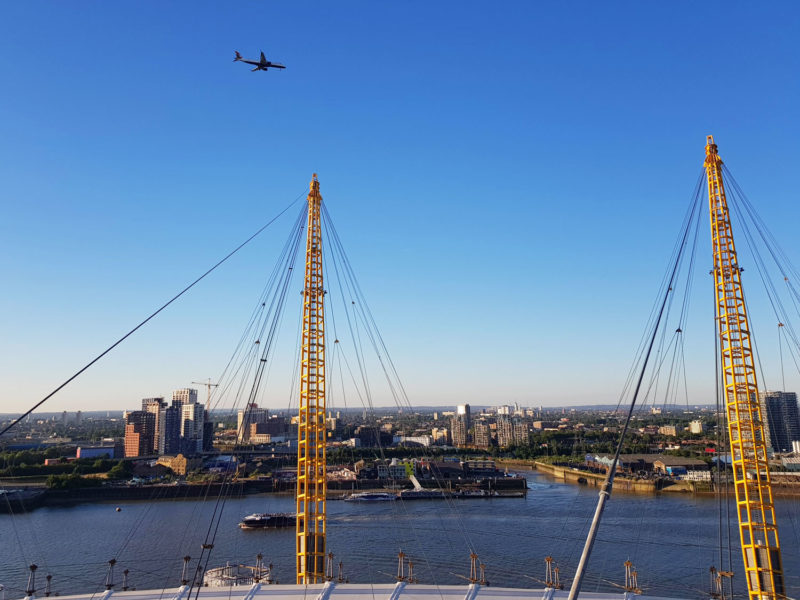 Planes flying over the O2