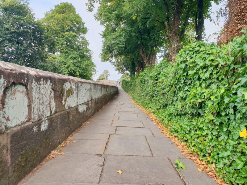 Footpath along the Chester City Walls. Just one of the many things to see during your weekend getaway in Chester.