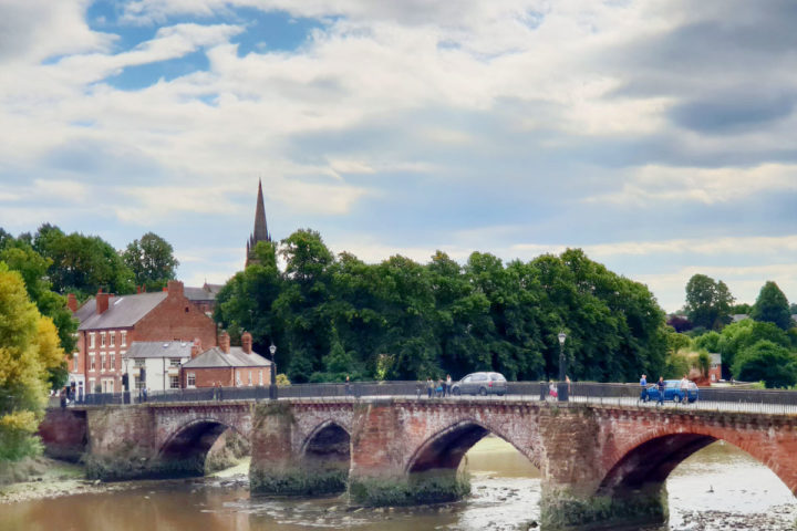 Old Dee Bridge spans over the Dee