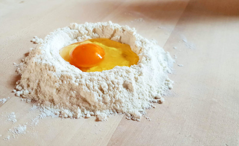 Fresh pasta is made with nothing more than egg and flour