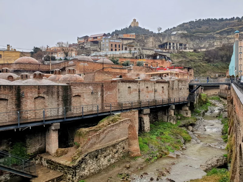 The thermal bath district of Tbilisi with it's stone buildings and sulphur river 