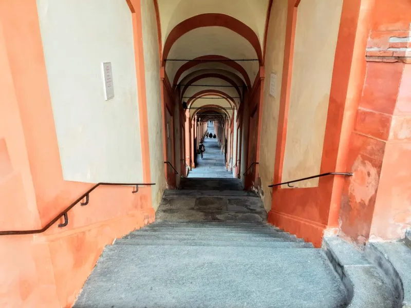 The start of the descent from San Luca Bologna to street level
