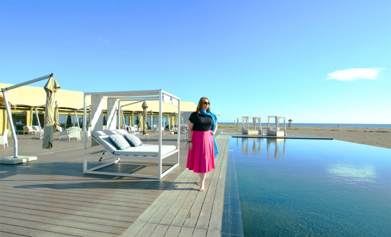 Midi skirt poolside in Sharjah. The Midi Skirt is perfect for travel and it's also flexible and versatile for many other occasions as well.