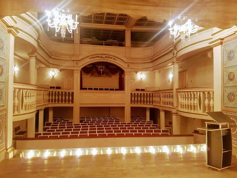 Looking at the seats from the Ekhof Theatre stage