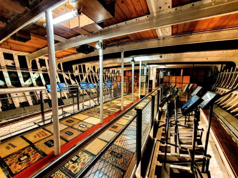 Interior of the Lower Hold in the Cutty Sark. Just one of the many views you'll experience when visiting the Cutty Sark in Greenwich London