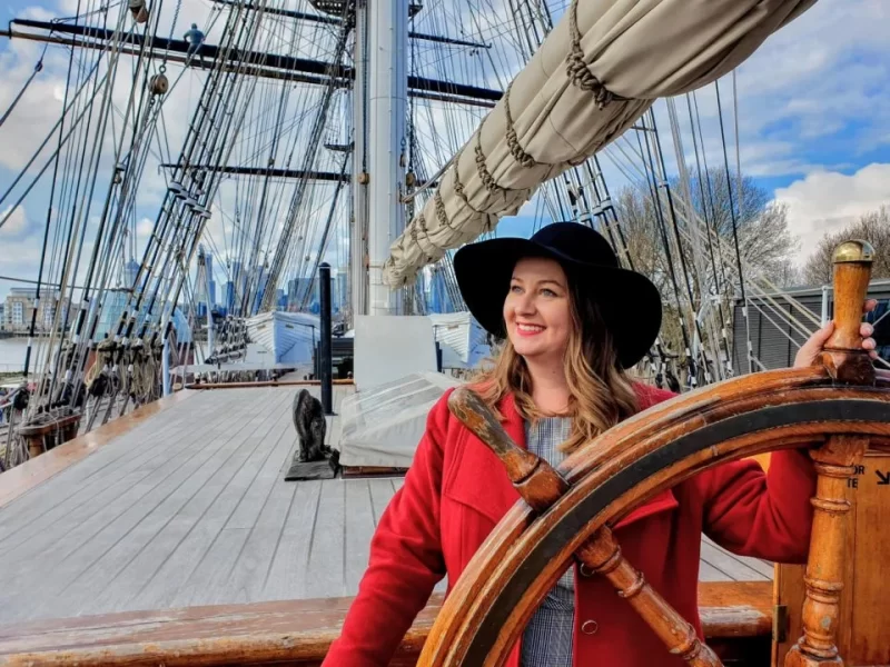 The Captain's Wheel on the Cutty Sark. Just one of the many views you'll experience when visiting the Cutty Sark in Greenwich London