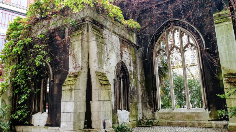 The ruins of St Dunstan in the East church in London
