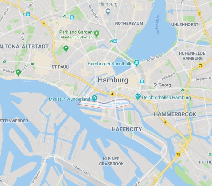 Map of Speicherstadt in Hamburg