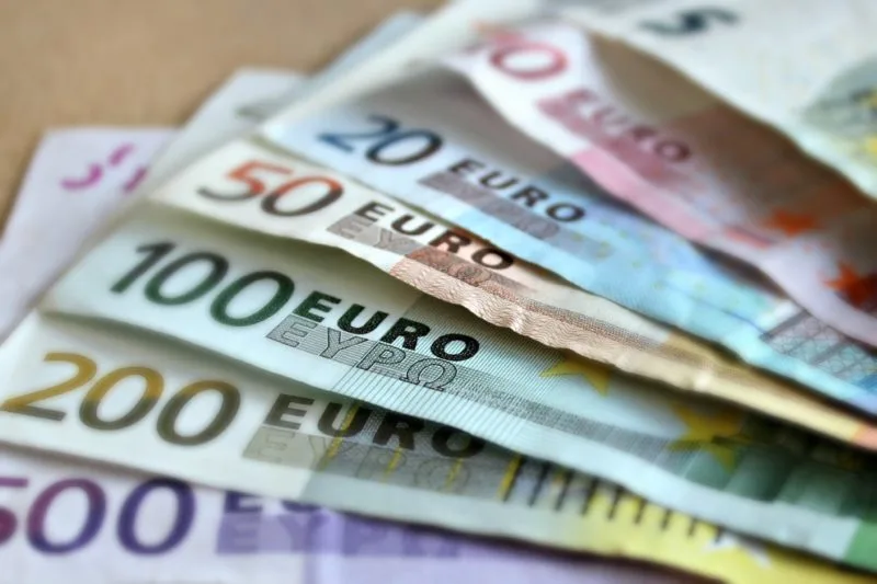 Close up of Euro notes