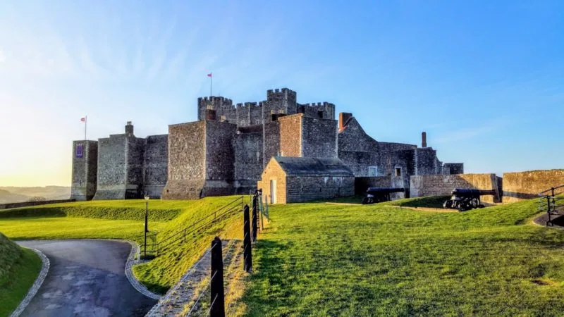 A landscape view of Dover Castle, one of the most impressive castles near London