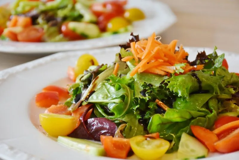 salad on a white plate