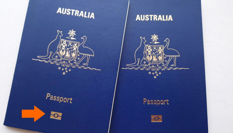 Australian Passport with biometric symbol
