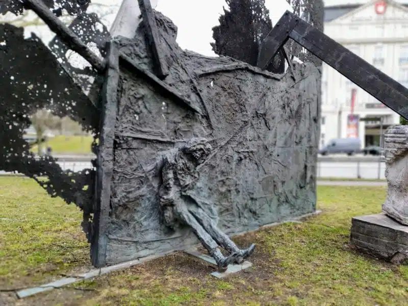 The Counter Monument is a large monochrome sculpture placed on grass