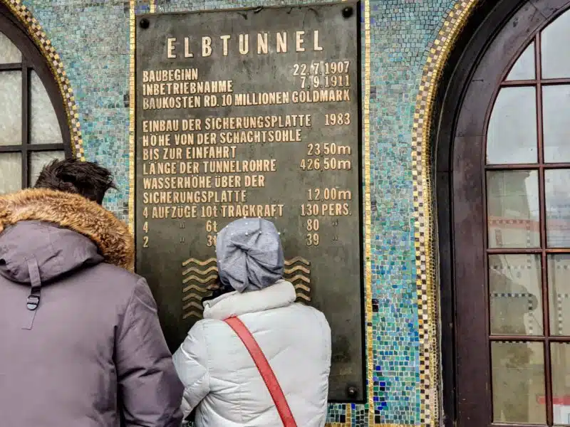 The above ground signage for the Elbtunnel, just of the many things you should do during one day in Hamburg