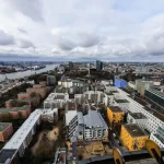 The view from the St Michael's Church observation deck in Hamburg, Germany